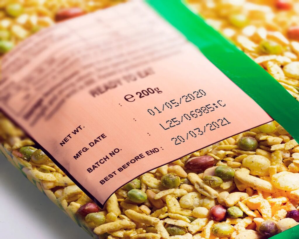 batch code in plastic chana pouch